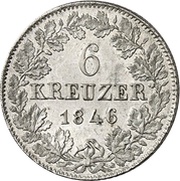 6 Kreuzers - Charles, Germany, 1839-1847 reverse image