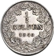 ½ Gulden - Charles Piedfort, Germany, 1840 reverse image