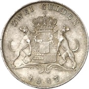 2 Gulden - Charles, Germany, 1845-1848 reverse image