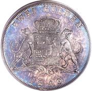 2 Gulden - Charles Anthony, Germany, 1848-1849 reverse image