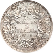2 Thalers / 3½ Gulden - Charles, Germany, 1841-1843 reverse image