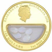 100 Dollars - Elizabeth II 4th Portrait - Treasures of Australia - Opals obverse image