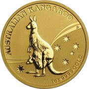 100 Dollars - Elizabeth II 4th Portrait - Kangaroo - Gold Bullion Coin, Australia, 2009 reverse image