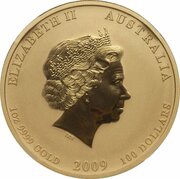 100 Dollars - Elizabeth II 4th Portrait - Year of the Ox - Gold Bullion Coin obverse image