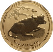 100 Dollars - Elizabeth II 4th Portrait - Year of the Ox - Gold Bullion Coin, Australia, 2009 reverse image
