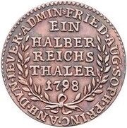 ½ Reichsthaler - Friederike Auguste Sophie Copper pattern strike, Germany, 1798 reverse image