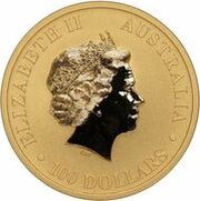 100 Dollars - Elizabeth II 4th Portrait - Kangaroo - Gold Bullion Coin obverse image