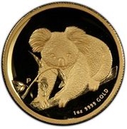 100 Dollars - Elizabeth II 4th Portrait - Koala - Gold Bullion Coin, Australia, 2010 reverse image