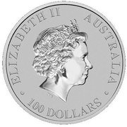 100 Dollars - Elizabeth II 4th Portrait - Platypus - Platinum Bullion Coin obverse image