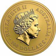 100 Dollars - Elizabeth II 4th Portrait - Kangaroo - Gold Bullion Coin obverse image