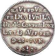 1 Ducat Bicentennial of Augsburg Confession; Silver pattern strike, Germany, 1730 reverse image