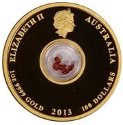 100 Dollars - Elizabeth II 4th Portrait - Treasures of The World - Garnet; Gold Proof obverse image