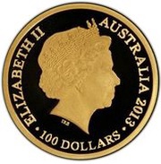 100 Dollars - Elizabeth II 4th Portrait - Year of the Snake - Gold Bullion Coin obverse image