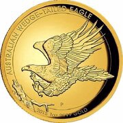 100 Dollars - Elizabeth II 4th Portrait - Wedge-tailed Eagle Gold High Relief Coin, Australia, 2015 reverse image