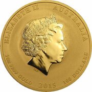 100 Dollars - Elizabeth II 4th Portrait - Year of the Goat - Gold Bullion Coin obverse image