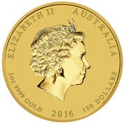 100 Dollars - Elizabeth II 4th Portrait - Year of the Monkey - Gold Bullion Coin obverse image