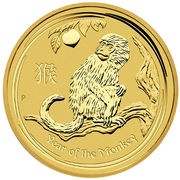 100 Dollars - Elizabeth II 4th Portrait - Year of the Monkey - Gold Bullion Coin, Australia, 2016 reverse image
