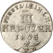 3 Kreuzers - Charles Frederick William, Germany, 1805 reverse image
