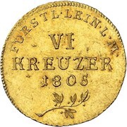 6 Kreuzers - Charles Frederick William Gold Pattern, Germany, 1805 reverse image