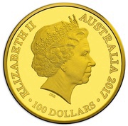 100 Dollars - Elizabeth II 4th Portrait - Kangaroo Sunset - Gold Bullion Coin obverse image