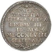 ½ Ducat Peace of Westphalia; Silver pattern strike, Germany, 1748 reverse image