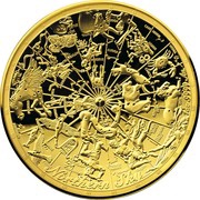 100 Dollars - Elizabeth II 4th Portrait - Celestial Dome - Northern Sky - Gold Proof, Australia, 2017 reverse image