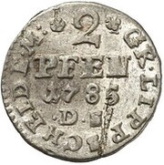 2 Pfennig - Louis Henry Adolphus Guardian Regent for Frederick William Leopold, Germany, 1785 reverse image