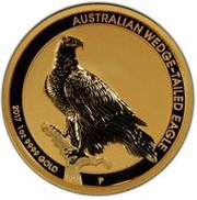 100 Dollars - Elizabeth II 4th Portrait - Wedge-tailed Eagle - Gold Proof, Australia, 2017 reverse image