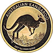 100 Dollars - Elizabeth II 4th Portrait - Kangaroo - Gold Bullion Coin, Australia, 2017 reverse image