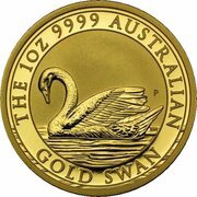 100 Dollars - Elizabeth II 4th Portrait - Australian Swan - Gold Bullion Coin, Australia, 2017 reverse image