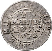 6 Mariengroschen - Simon Henry, Germany, 1672 reverse image