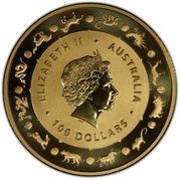 100 Dollars - Elizabeth II 4th Portrait - Year of the Rooster - Gold Bullion Coin obverse image