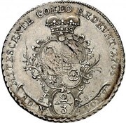 ⅔ Thaler - Simon August 38th Birthday, Germany, 1765 reverse image