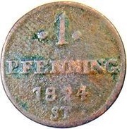 1 Pfenning - Paul Alexander Leopold II, Germany, 1821-1825 reverse image