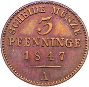 3 Pfenninge - Paul Alexander Leopold II, Germany, 1847 reverse image