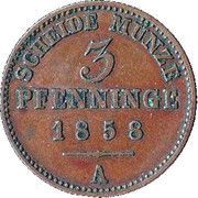 3 Pfenninge - Paul Frederick Emil Leopold III, Germany, 1858 reverse image