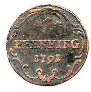 1 Pfenning - Dominik Constantine, Germany, 1791 reverse image