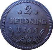 2 Pfenning - Charles Thomas, Germany, 1766 reverse image