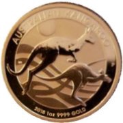 100 Dollars - Elizabeth II 4th Portrait - Australian Kangaroo - Gold Bullion Coin, Australia, 2018 reverse image