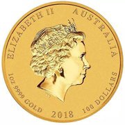 100 Dollars - Elizabeth II 4th Portrait - Dragon and Phoenix - Gold Bullion Coin obverse image