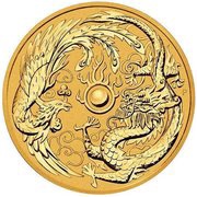100 Dollars - Elizabeth II 4th Portrait - Dragon and Phoenix - Gold Bullion Coin, Australia, 2018 reverse image