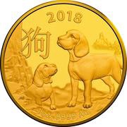 100 Dollars - Elizabeth II 4th Portrait - Year of the Dog - Gold Bullion Coin, Australia, 2018 reverse image