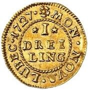 1 Dreiling Gold Pattern strike, Germany, 1727 reverse image