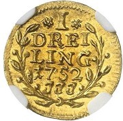 1 Dreiling Gold Pattern, Germany, 1752 reverse image