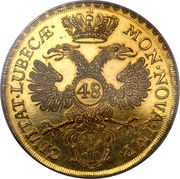 48 Schilling Gold strike pattern, Germany, 1752 reverse image