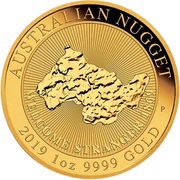100 Dollars - Elizabeth II 6th Portrait - Australian Nugget - Gold Bullion Coin, Australia, 2019 reverse image