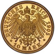 10 Mark, Germany, 1905-1910 reverse image