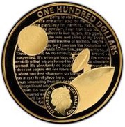 100 Dollars - Elizabeth II 4th Portrait - 50th Anniversary of Lunar Landing - Gold Proof obverse image