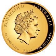 100 Dollars - Elizabeth II 4th Portrait - Year of the Pig - Gold Bullion Coin obverse image