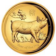 100 Dollars - Elizabeth II 4th Portrait - Year of the Pig - Gold Bullion Coin, Australia, 2019 reverse image